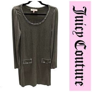 JUICY COUTURE Gray Long Sleeve Shirt Dress Size S LIKE NEW